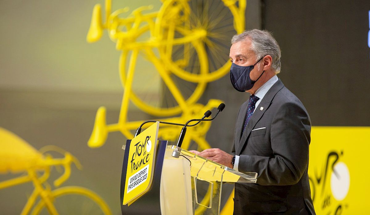 El lehendakari, Iñigo Urkullu, durante la Presentación de la Gran Salida del Tour 2023