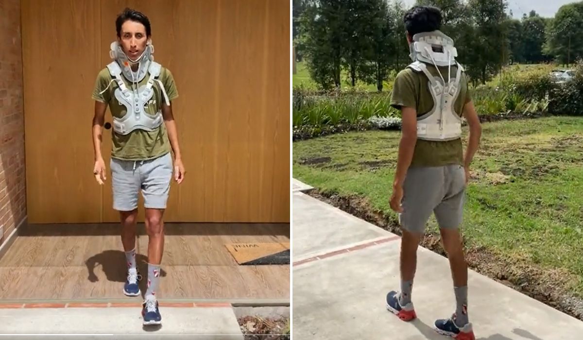 Egan Bernal da sus primeros pasos 17 días después del grave accidente