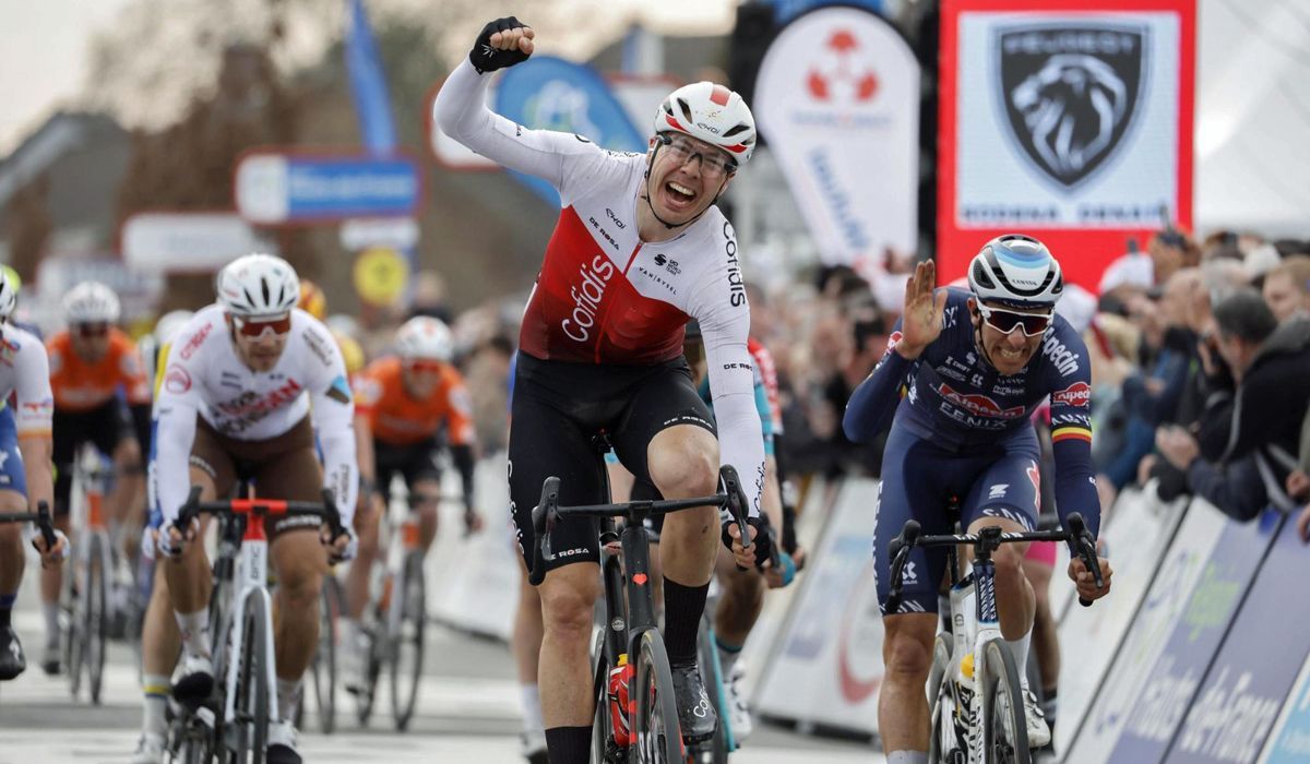 Max Walscheid, celebrando su victoria en el pasado Gran Premio de Denain
