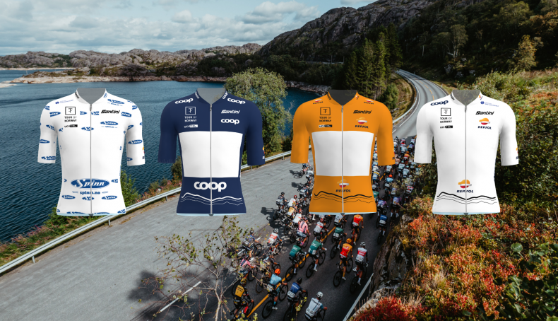 Distintos maillots del Tour of Norway 2022.