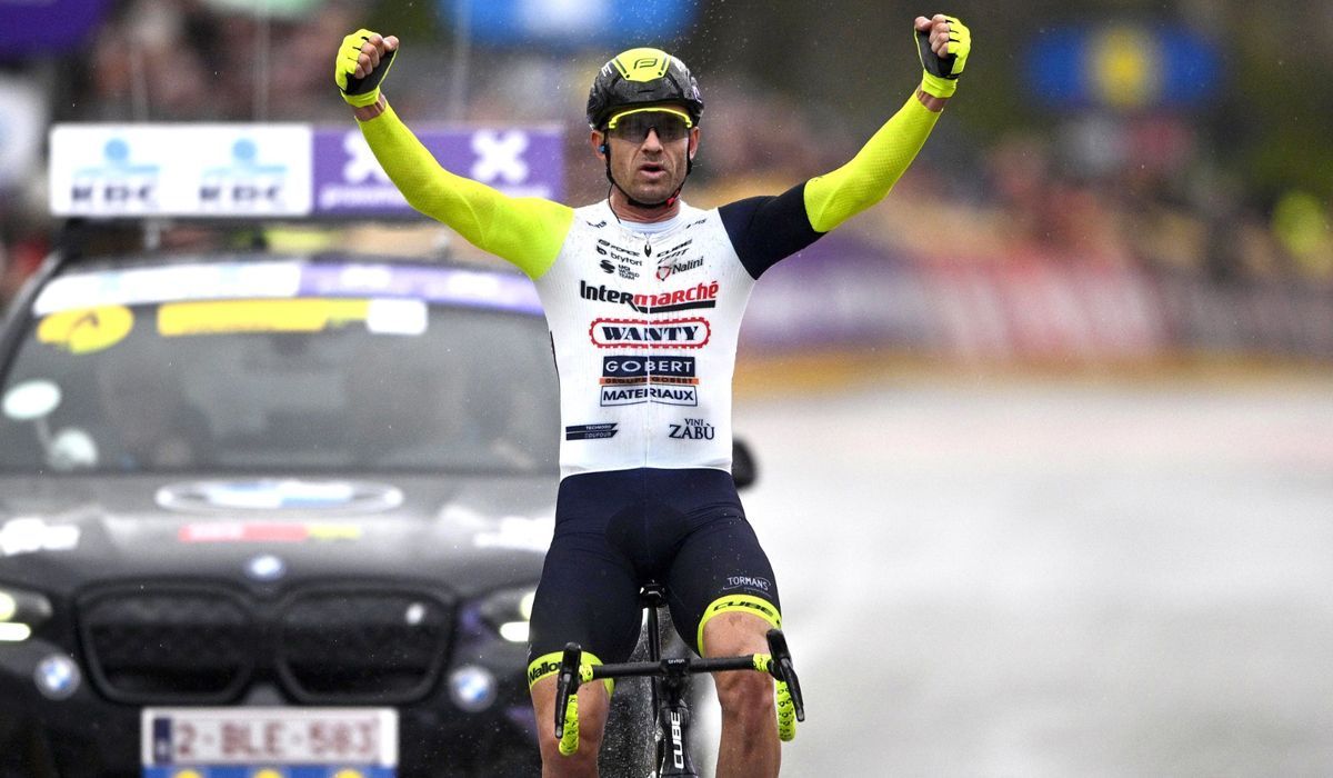 Kristoff celebra una de sus victorias con el Intermarché Wanty Gobert.