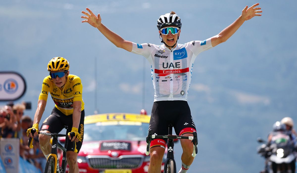 Tadej Pogacar gana en Peyregudes pero no puede soltar a un sólido líder. Foto Luca Bettini (Sprint Cycling Agency) Tadej Pogacar gana en Peyregudes pero no puede soltar a un sólido líder. Foto Luca Bettini (Sprint Cycling Agency)