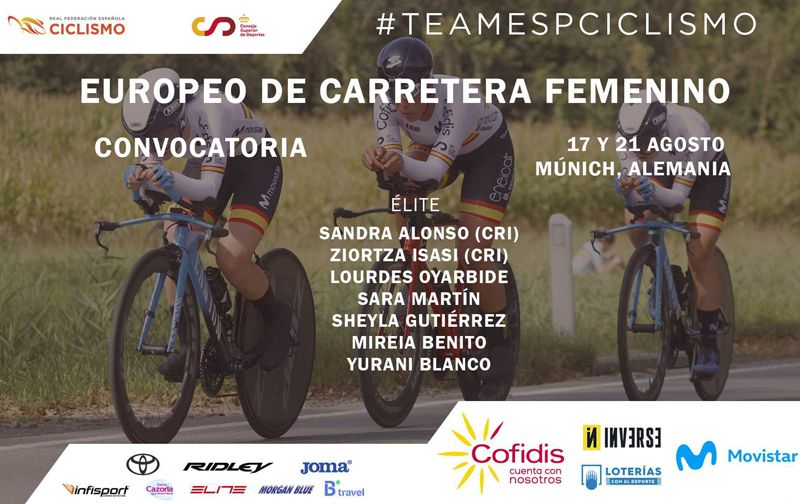 Convocatoria de la Selección Española femenina para el Campeonato de Europa de Carretera de Munich Convocatoria de la Selección Española femenina para el Campeonato de Europa de Carretera de Munich