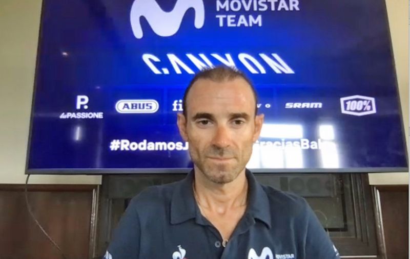 Alejandro Valverde durante la rueda de prensa