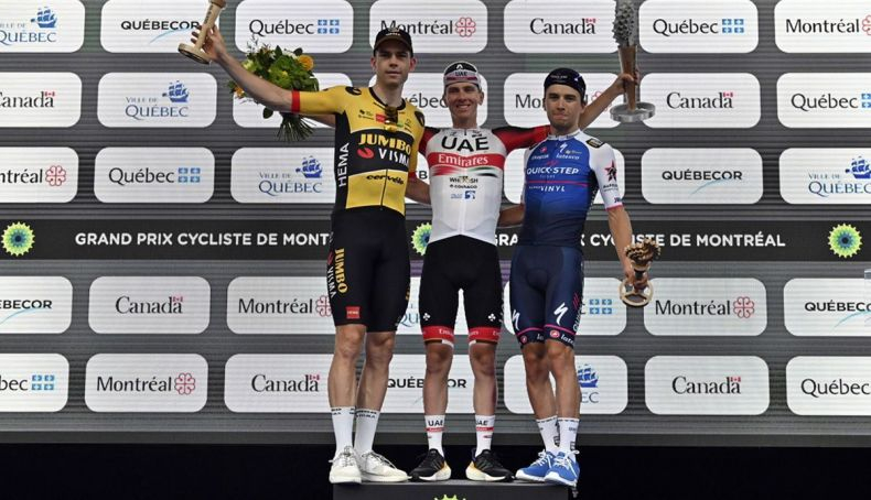 Van Aert en el podio del GP de Montreal, en el que fue 2º. Van Aert en el podio del GP de Montreal, en el que fue 2º.