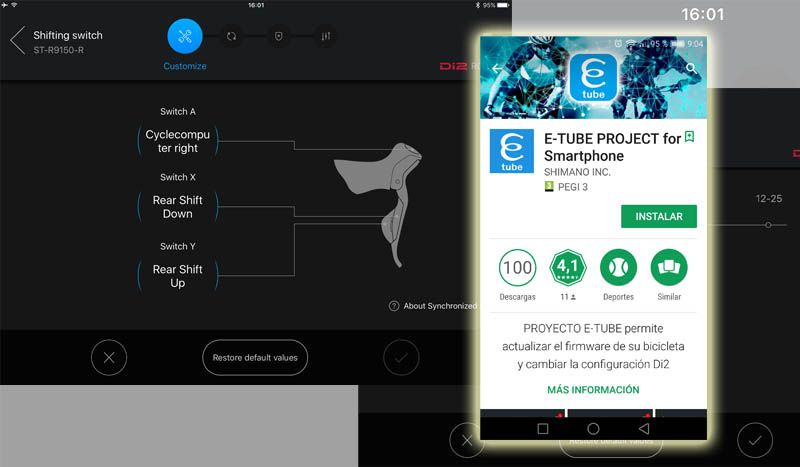 E-TUBE Shimano, la aplicación móvil para personalizar el Di2