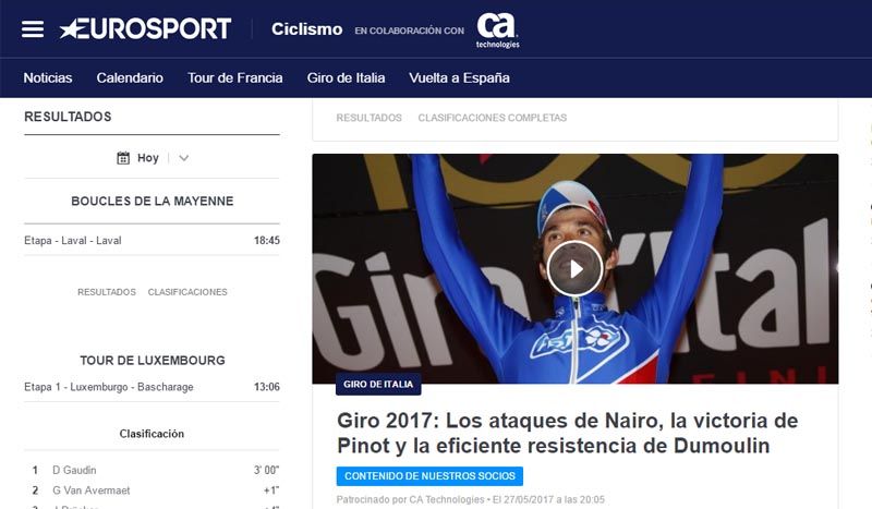 Eurosport bate récords de audiencia con el Giro de Italia