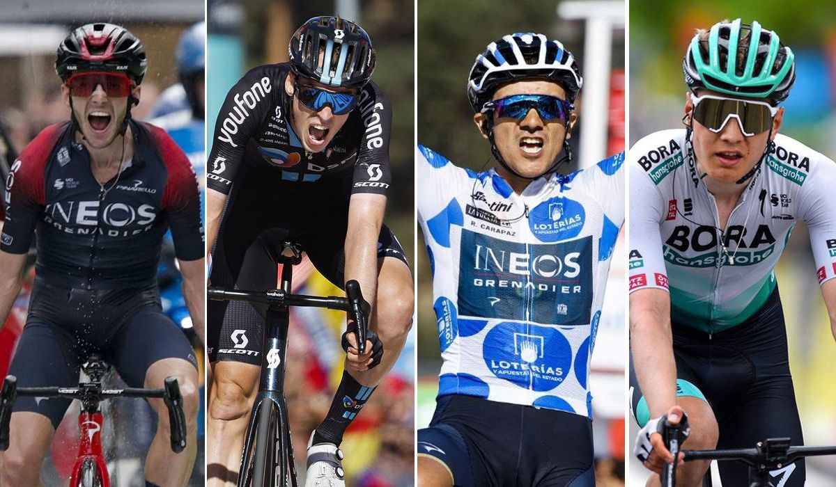Adam Yates, Thymen Arensman, Richard Carapaz y Wilco Kelderman, cuatro de los principales movimientos que nos deja el mercado de fichajes para 2023. Fotos: Sprint Cycling Agency