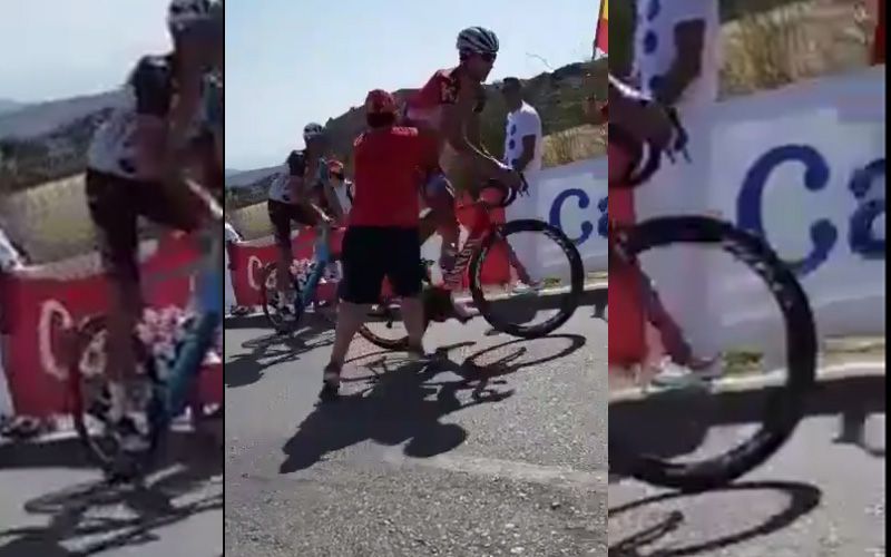 Vídeo: un espectador empuja a Belkov en plena subida