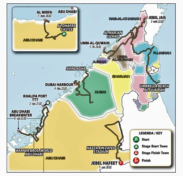 Mapa UAE Tour