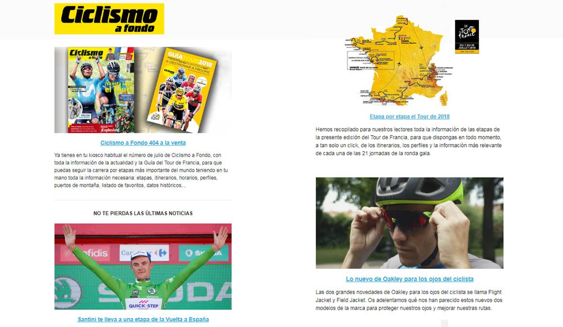 ¿Quieres recibir el boletín de Ciclismo a Fondo? ¿Quieres recibir el boletín de Ciclismo a Fondo?