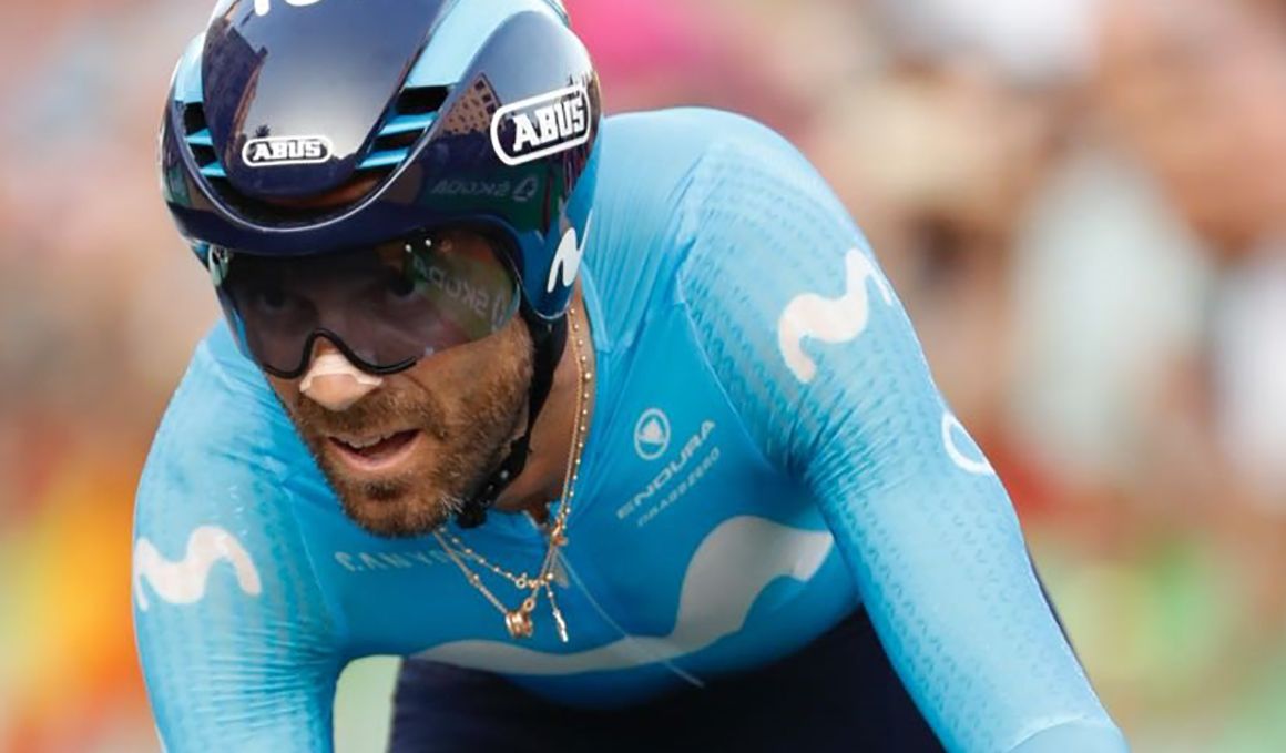 Valverde, en acción durante la crono inaugural de la Vuelta 2018. 