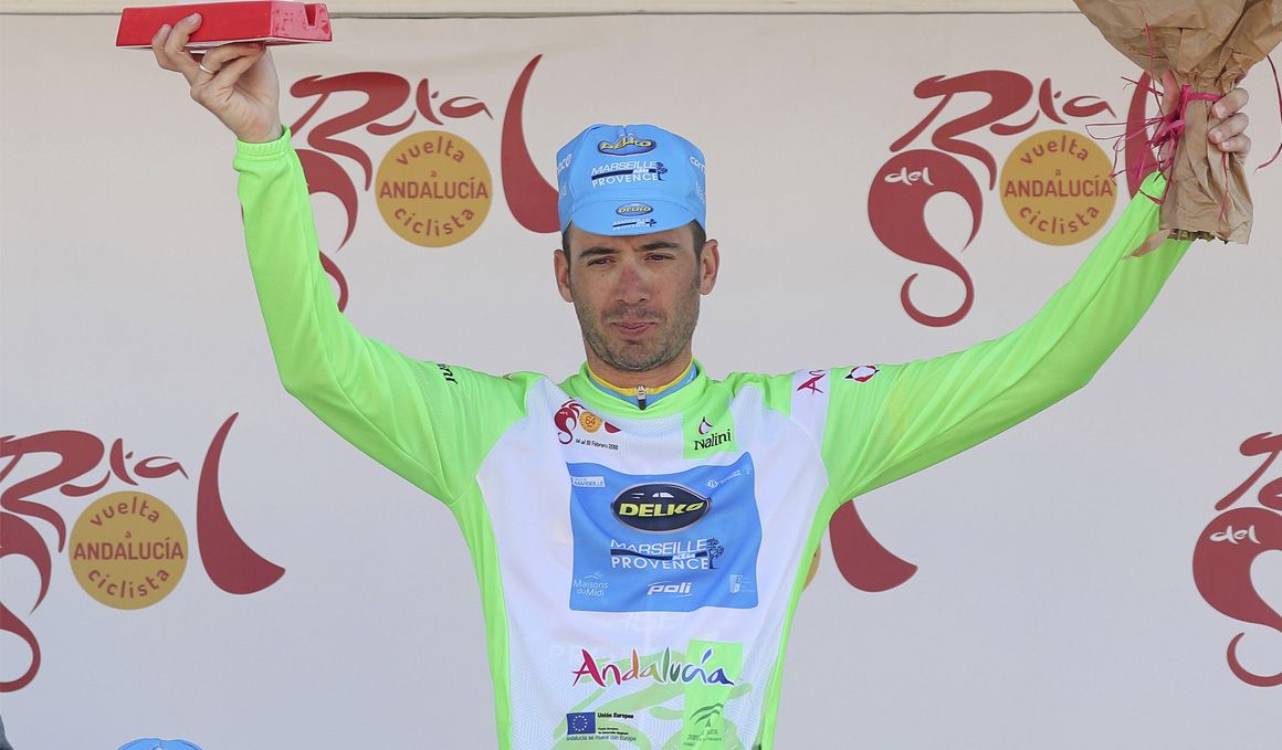 Javi Moreno, en el podio de la Vuelta a Andalucía de este año