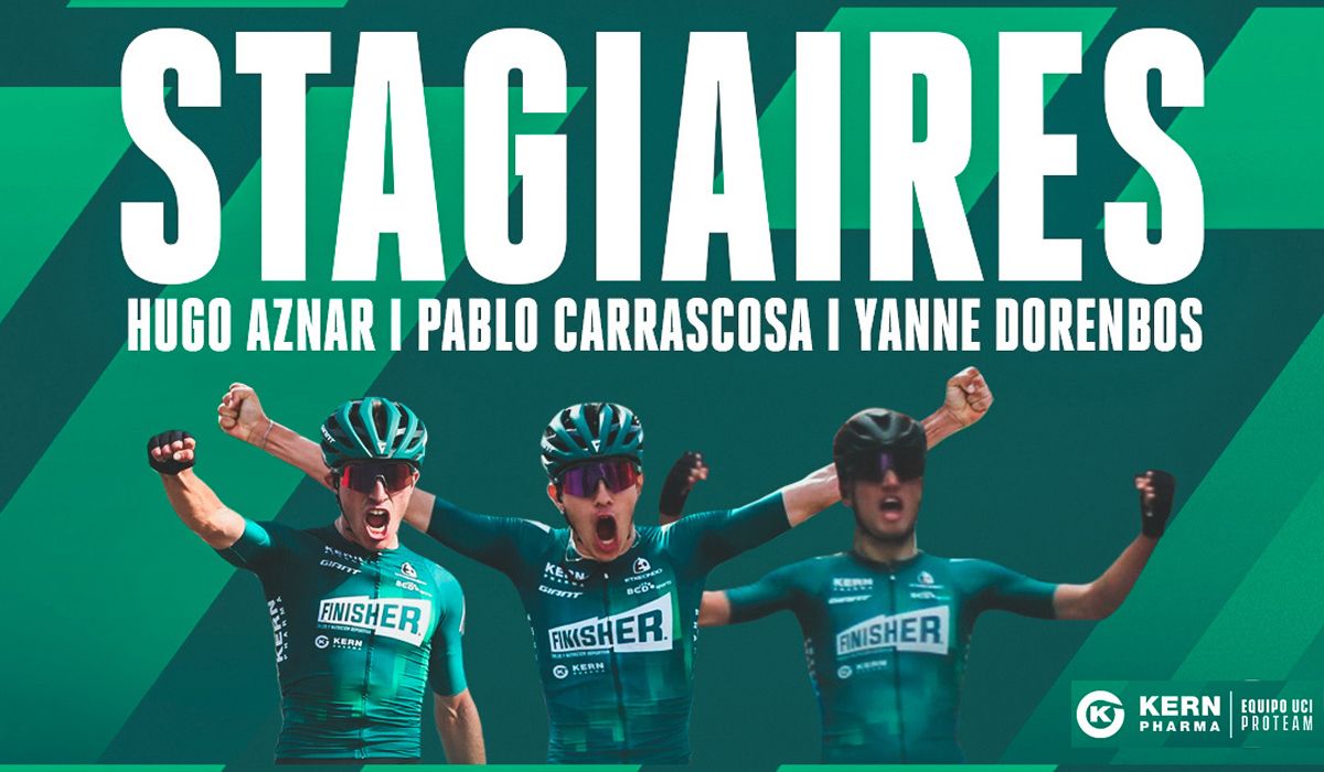 Hugo Aznar, Pablo Carrascosa y Yanne Dorenbos, stagiaires del Equipo Kern Pharma