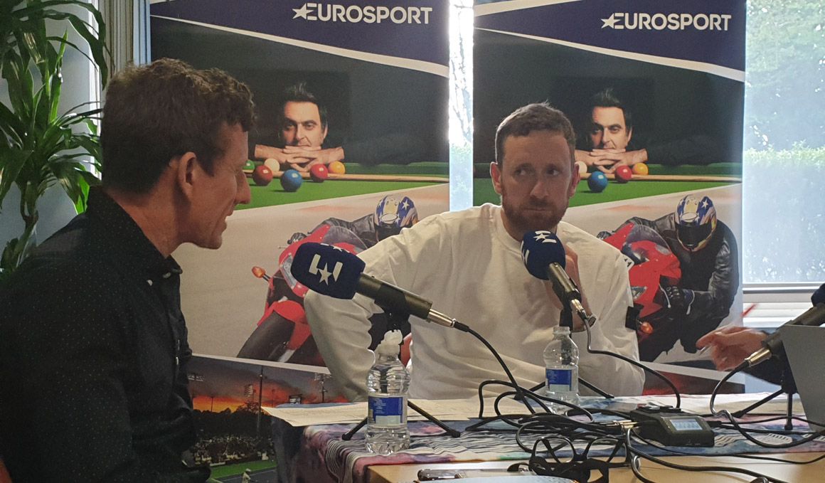 El británico durante grabación de uno de los programas de “El show de Bradley Wiggins en Eurosport” 