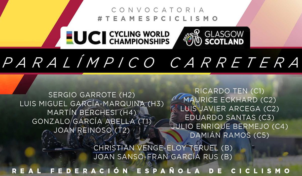 Convocatoria de la Selección Española de Ciclismo Paralímpico para el Mundial de Glasgow