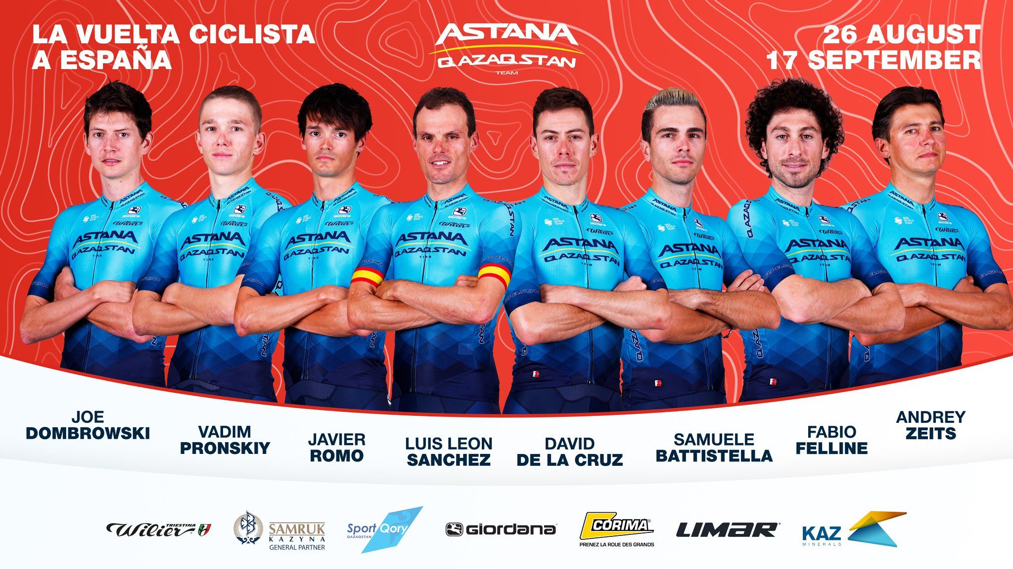 Javi Romo, David De la Cruz y Luis León Sánchez, entre los ocho elegidos del Astana para la Vuelta.