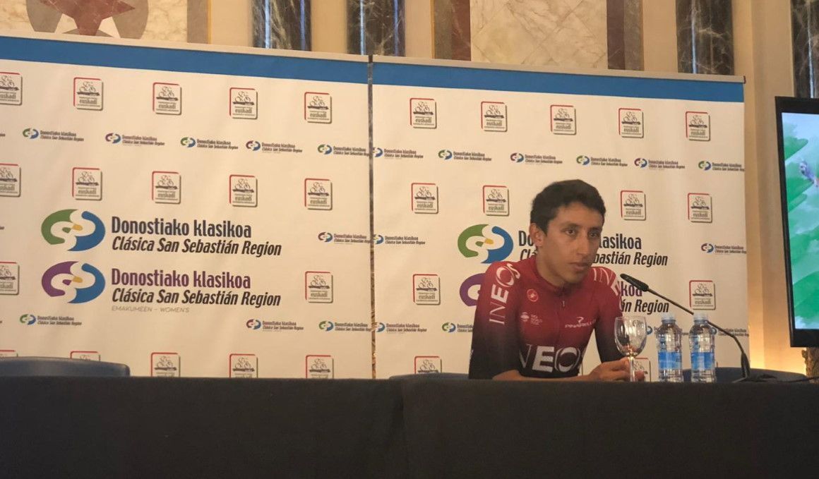Egan Bernal en la rueda de prensa previa a la Clásica de San Sebastián.