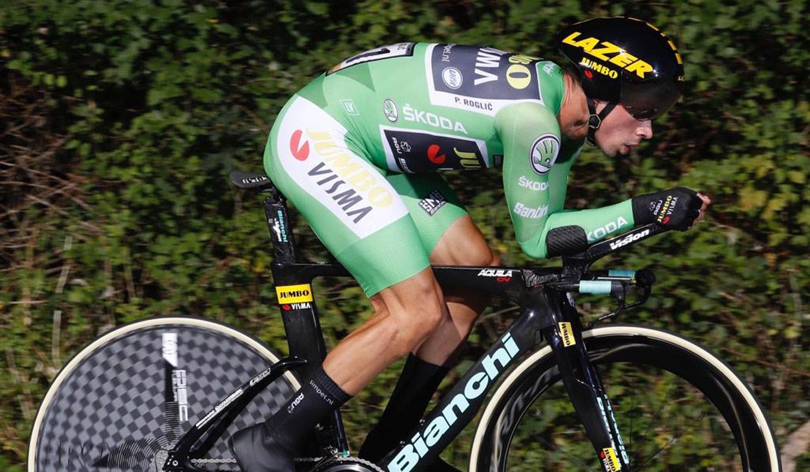 Primoz Roglic ganó con autoridad la CRI de Pau. Foto: Photo Gomez Sport. 
