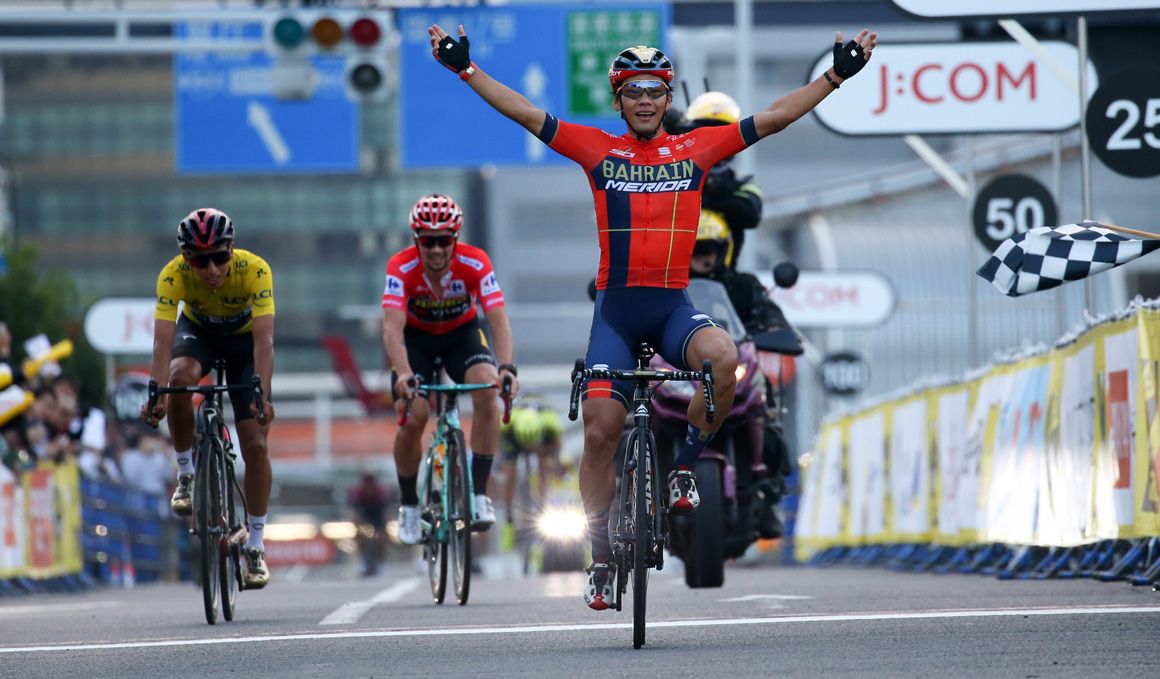 Arashiro (Bahrain-Merida) se impone a Bernal y Roglic en el Criterium de Saitama