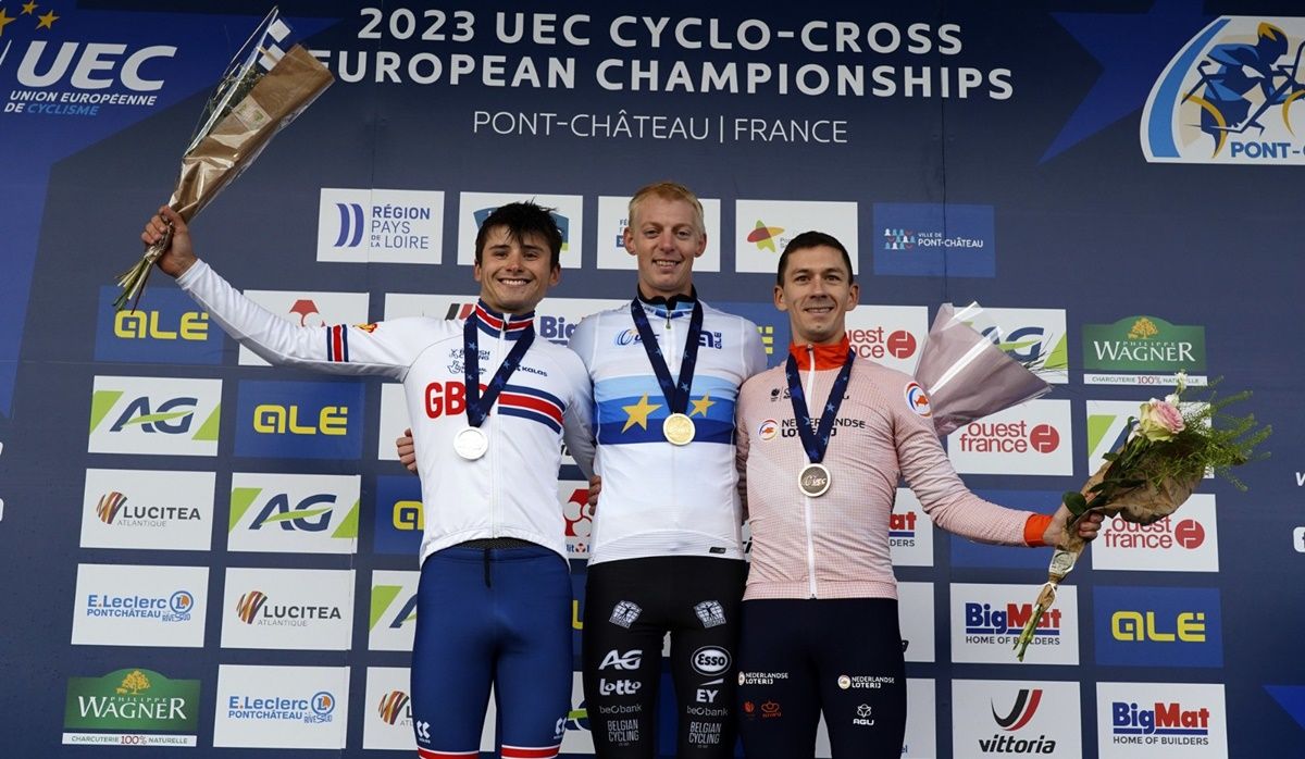 Podio masculino del Campeonato de Europa de Ciclocross