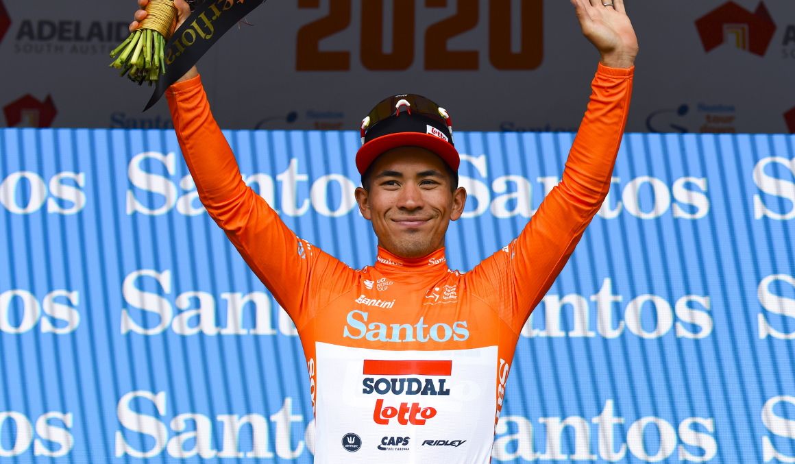 Caleb Ewan, ganador de etapa y nuevo líder del Tour Down Under. Foto: Bettini Photo.