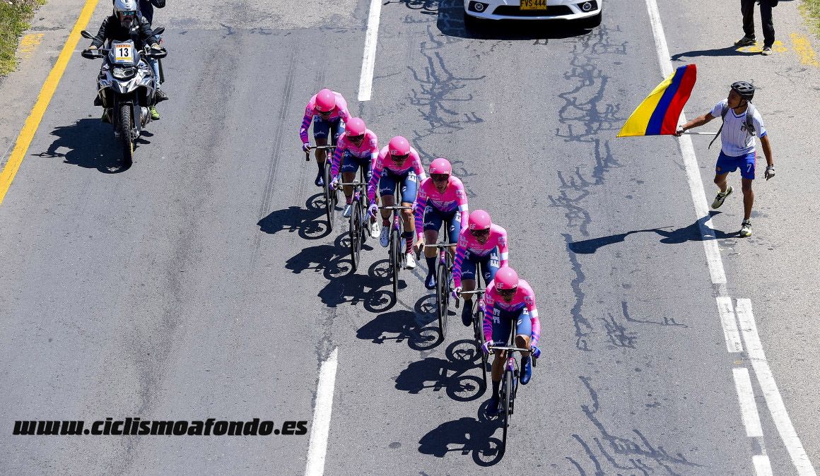 Caicedo, líder del Tour Colombia tras la exhibición del EF Pro Cycling en la CRE