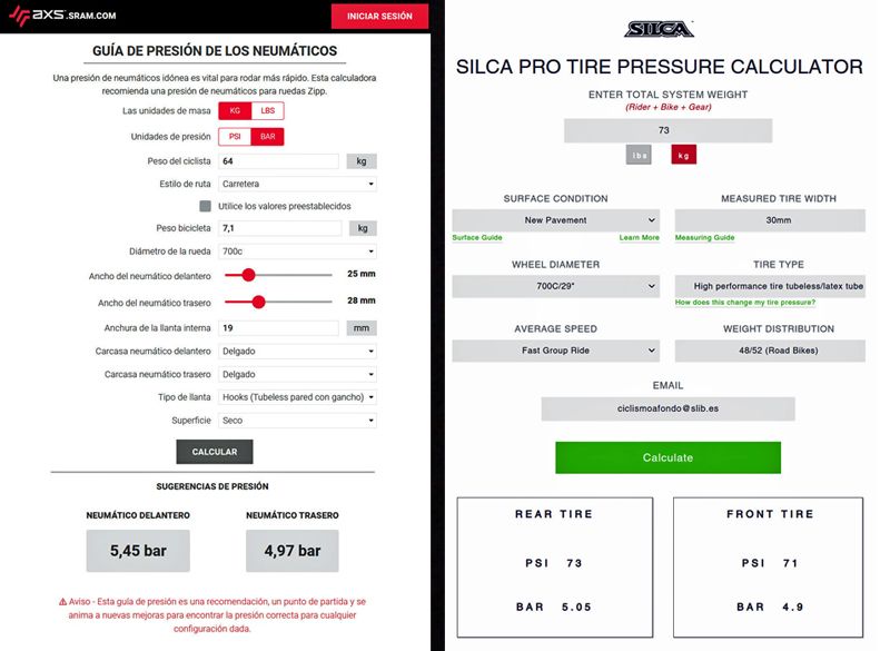 Calculadora SRAM y Calculadora Silca
