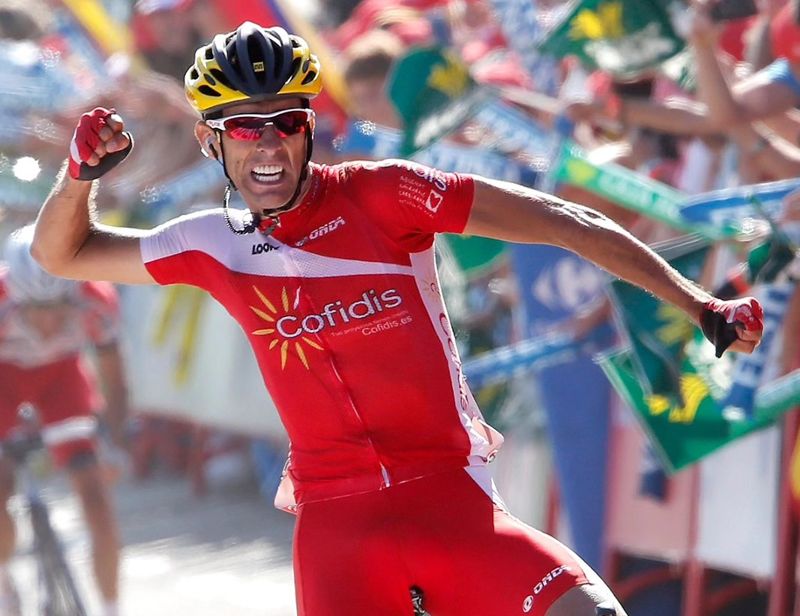 Dani Navarro celebrando su victoria en Cabárceno en la Vuelta a España 2014, Dani Navarro celebrando su victoria en Cabárceno en la Vuelta a España 2014,