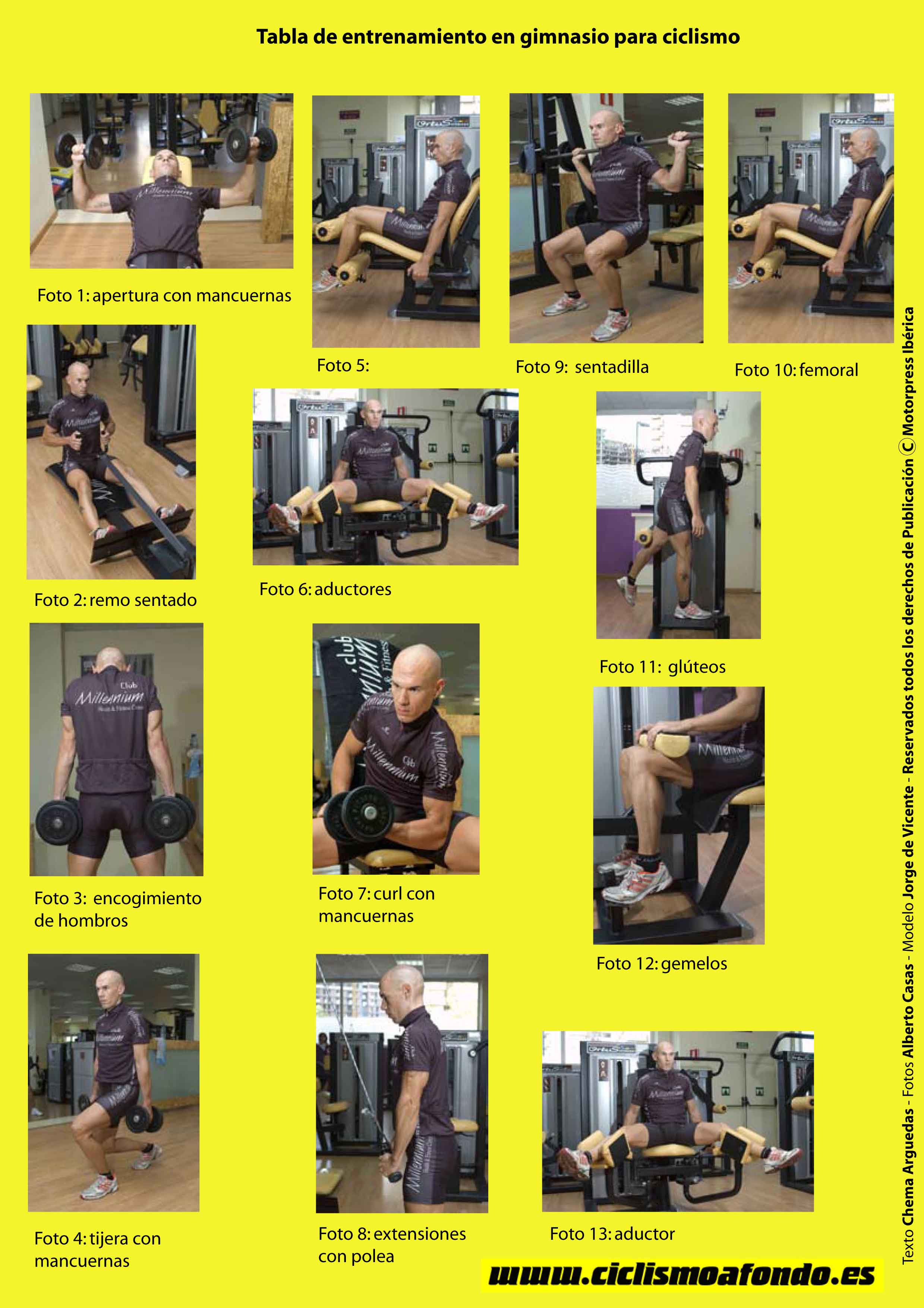 Tabla de entrenamiento en gimnasio I