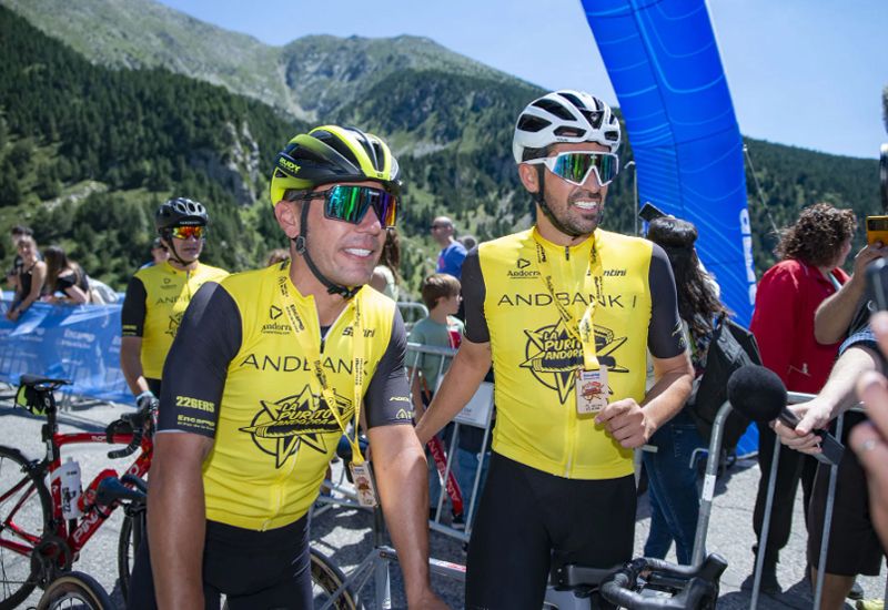 Joaquim Rodriguez junto a Alberto Contador, invitado especial de la Purito Andorra 2023