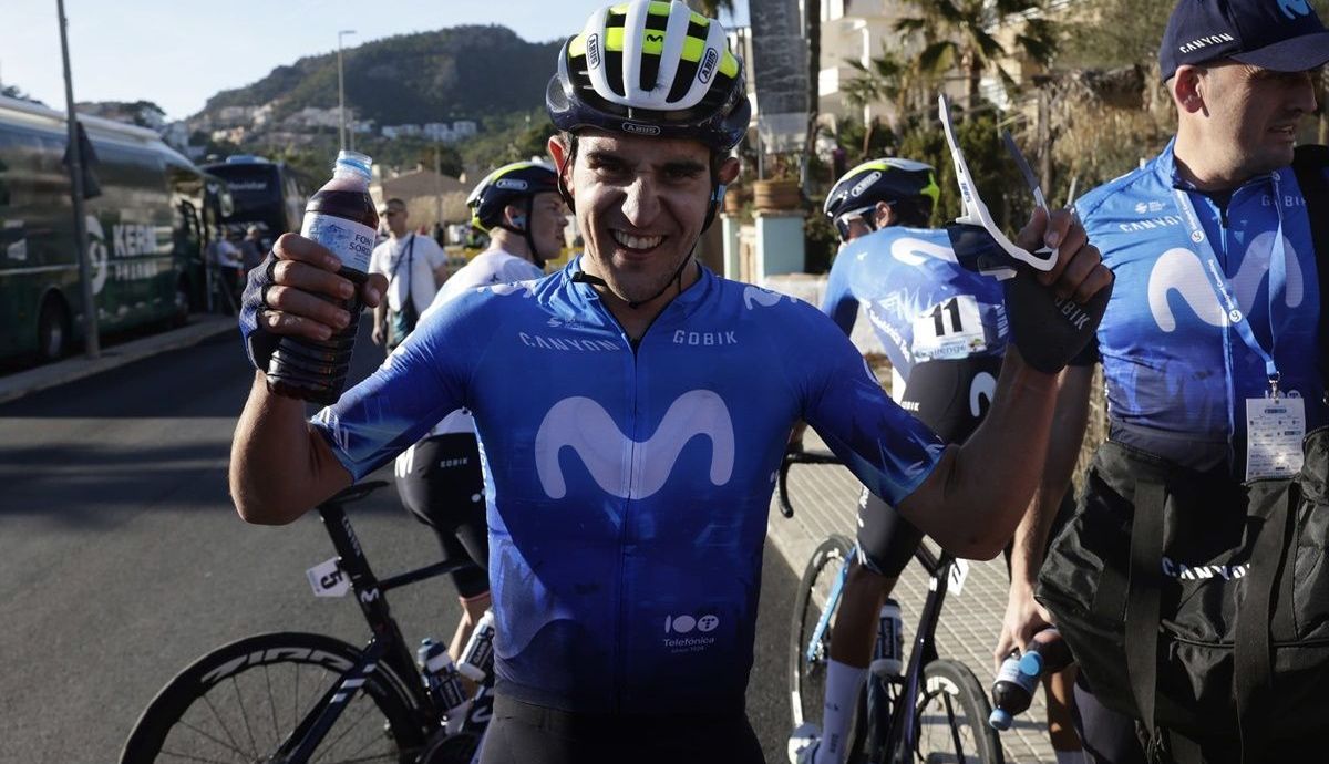 Pelayo Sánchez (Movistar Team) celebró su triunfo en Mallorca Pelayo Sánchez (Movistar Team) celebró su triunfo en Mallorca