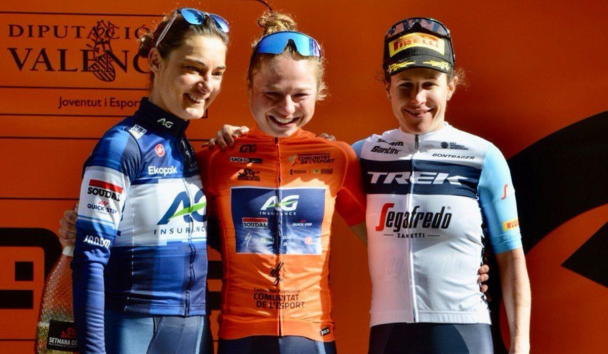 Podio de la edición de 2023, con Justine Ghekiere, Ashleigh Moolman y Amanda Spratt