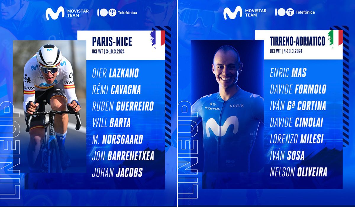 Alineaciones del Movistar Team para la París-Niza y Tirreno-Adriático
