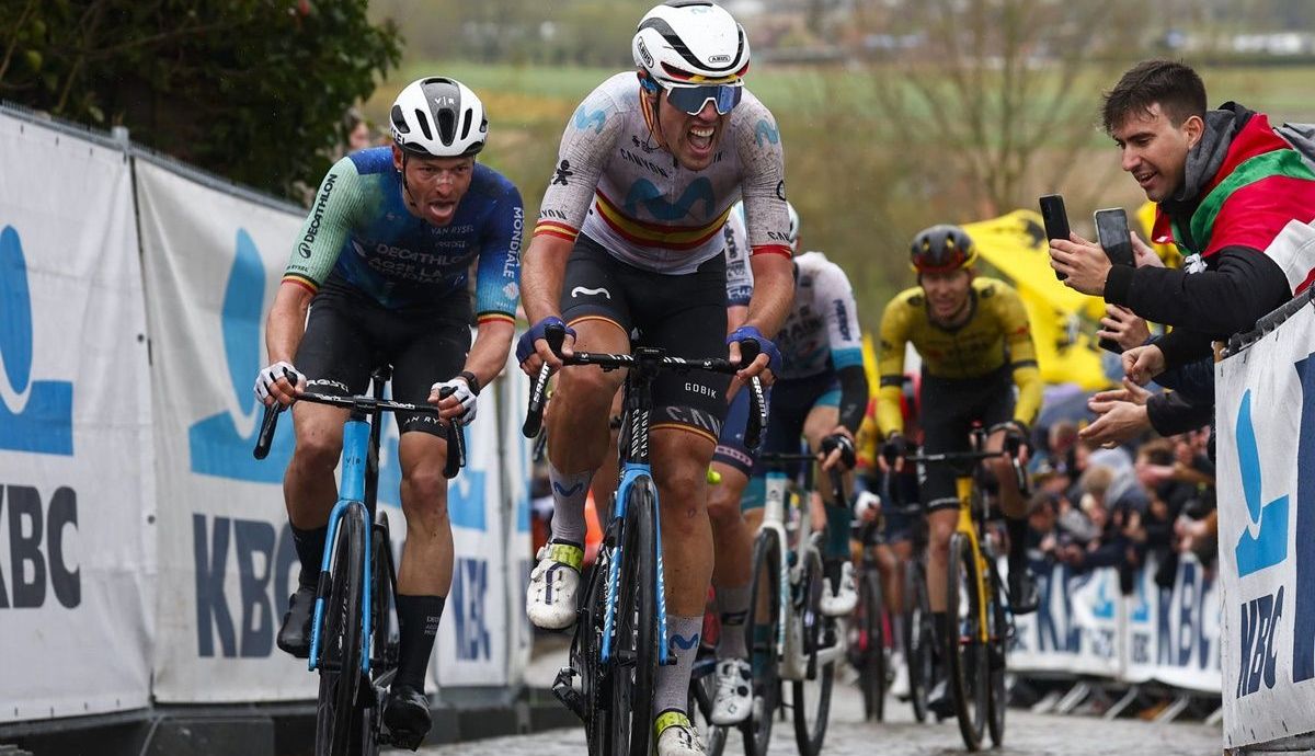 Oier Lazkano (Movistar Team) fue protagonista en la clásica belga