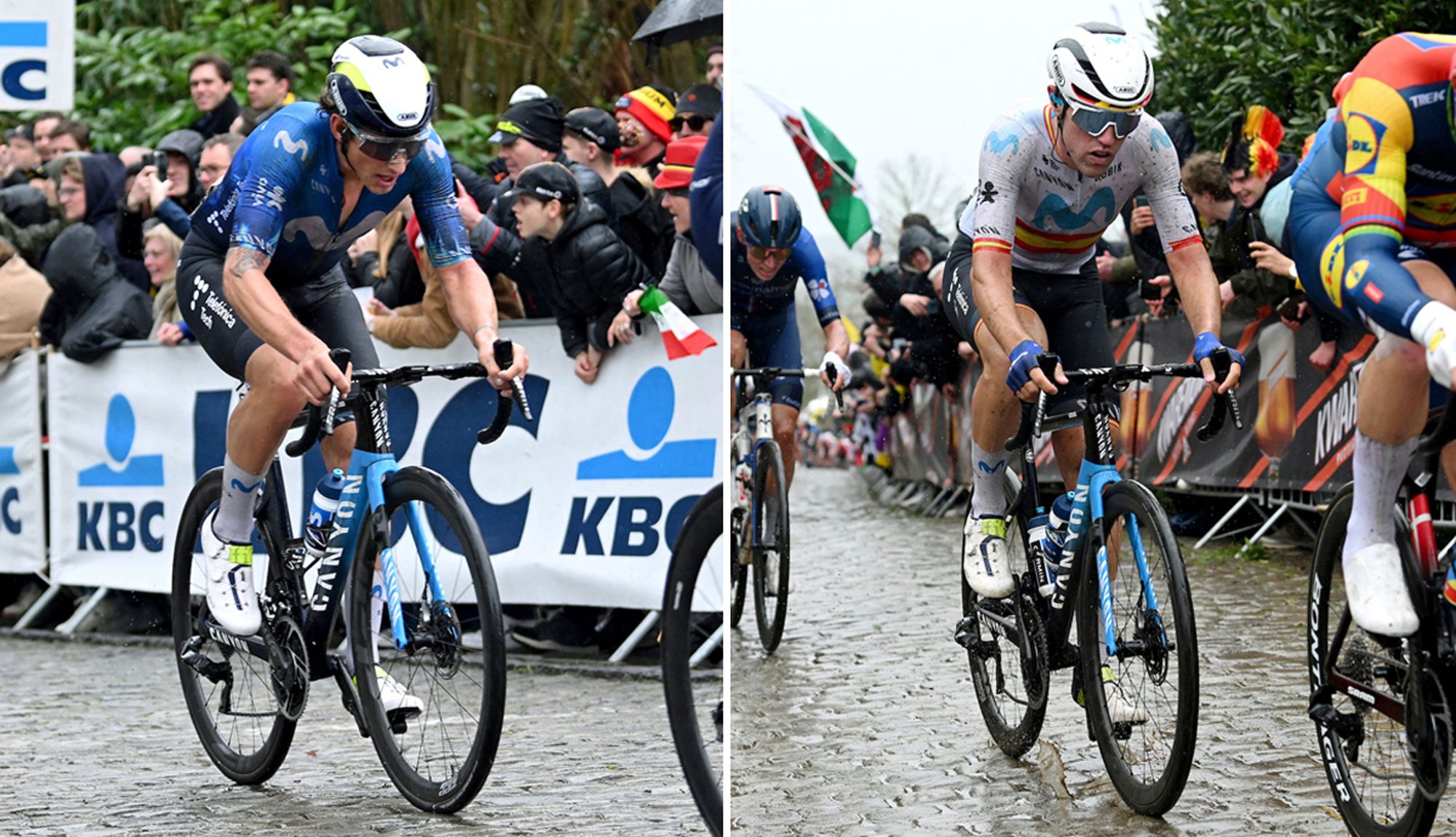 Iván García Cortina y Oier Lazkano durante el pasado Tour de Flandes