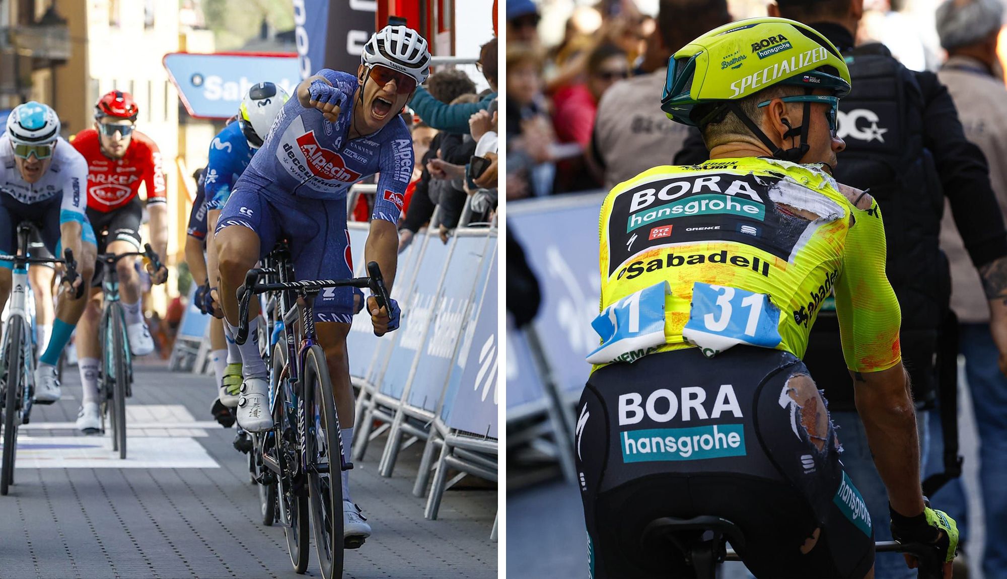 Quinten Hermans gana al sprint y Roglic salva una situación limite