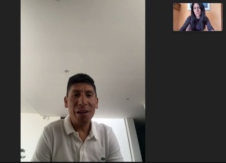 Nairo Quintana, en un momento de la entrevista con Ainara Hernando Nairo Quintana, en un momento de la entrevista con Ainara Hernando