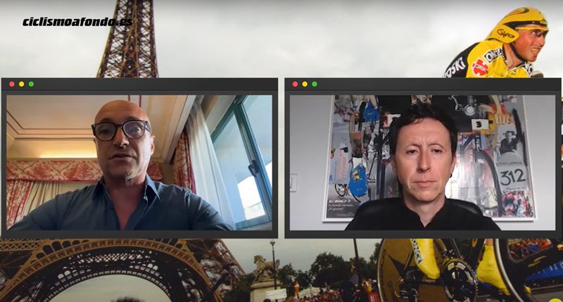 Stefano Garzelli y Joseba Beloki durante la entrevista