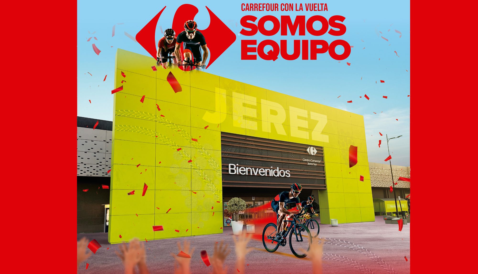 Carrefour hace historia con la primera salida de La Vuelta desde dentro de un hipermercado