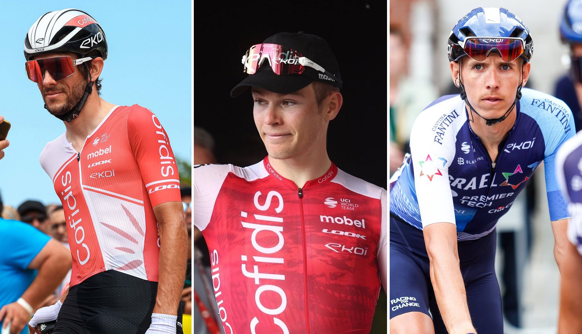 Guillaume Martin, Axel Zingle y Dylan Teuns, tres de los ciclistas que cambiarán de equipo la próxima temporada.