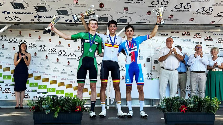 El talentoso ciclista nacional ha sido el más rápido al sprint en la primera etapa de Hungría y se coloca como líder de la general.