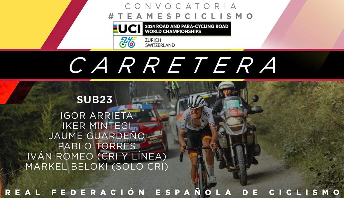Convocatoria de la Selección Española Sub23 masculina de carretera para el Mundial de Zúrich