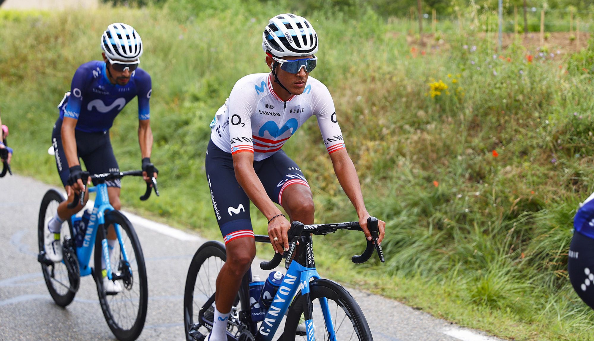 El puertorriqueño Abner González en una imagen de 2023, cuando corría en Movistar Team