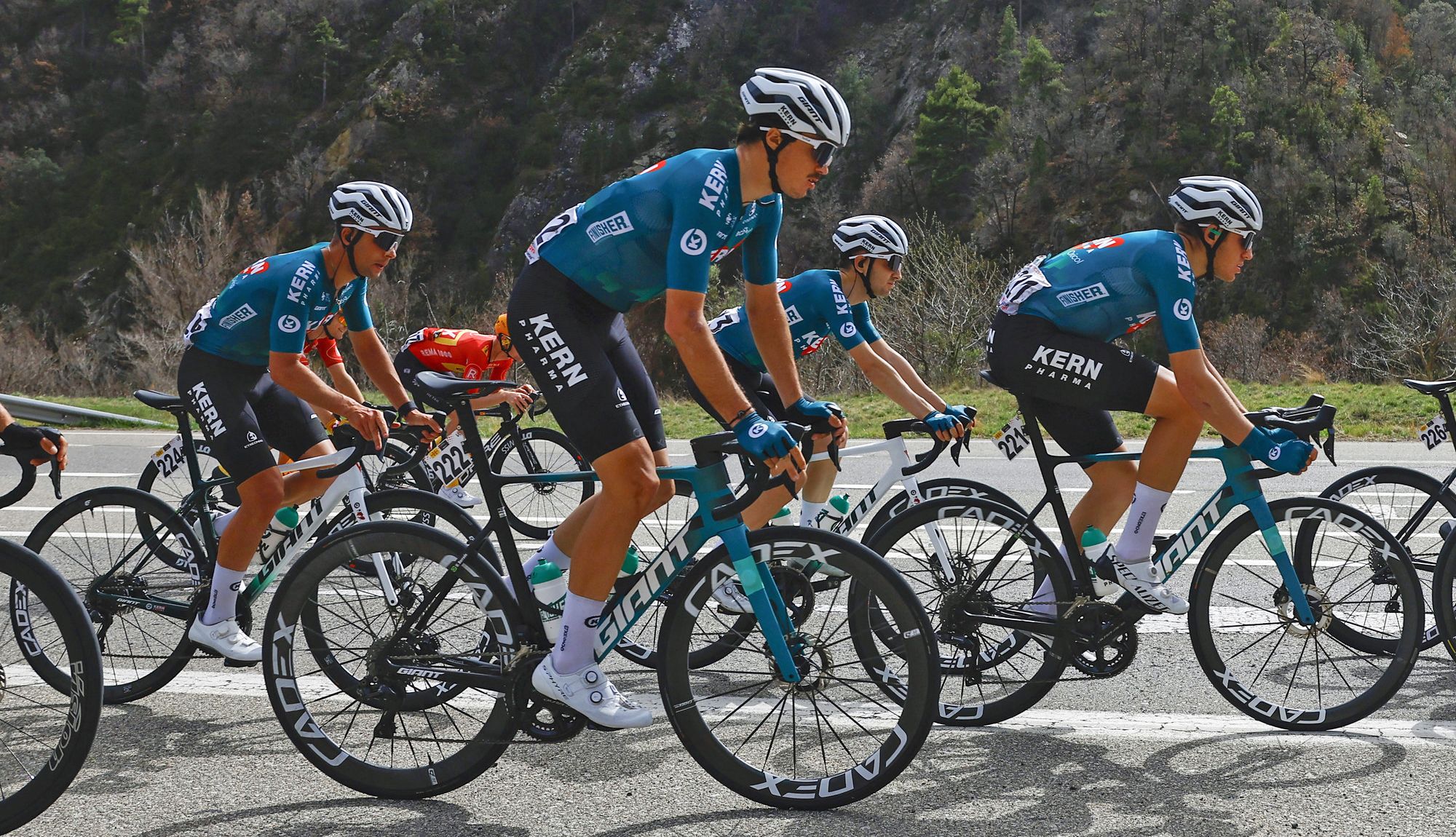 Ciclistas del Equipo Kern Pharma en la pasada Volta a Catalunya