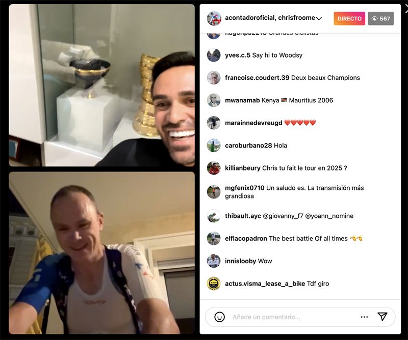 Froome Contador BKOOL Instagram LIVE Froome Contador BKOOL Instagram LIVE