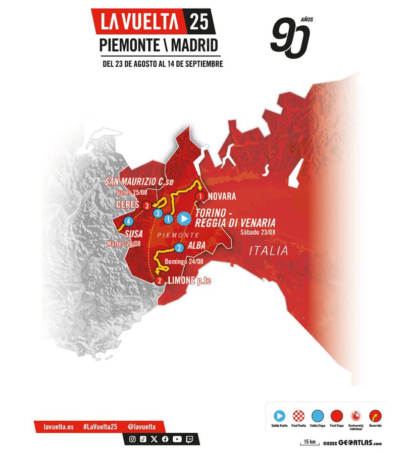 mapa Vuelta Piemonte