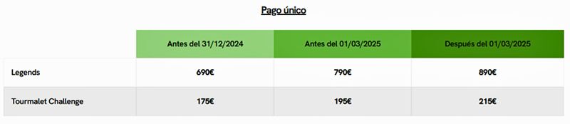 Precios Viaje Legends