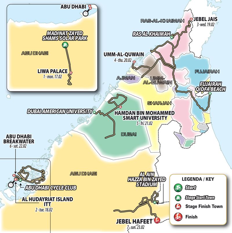 Mapa UAE Tour 2025 Mapa UAE Tour 2025