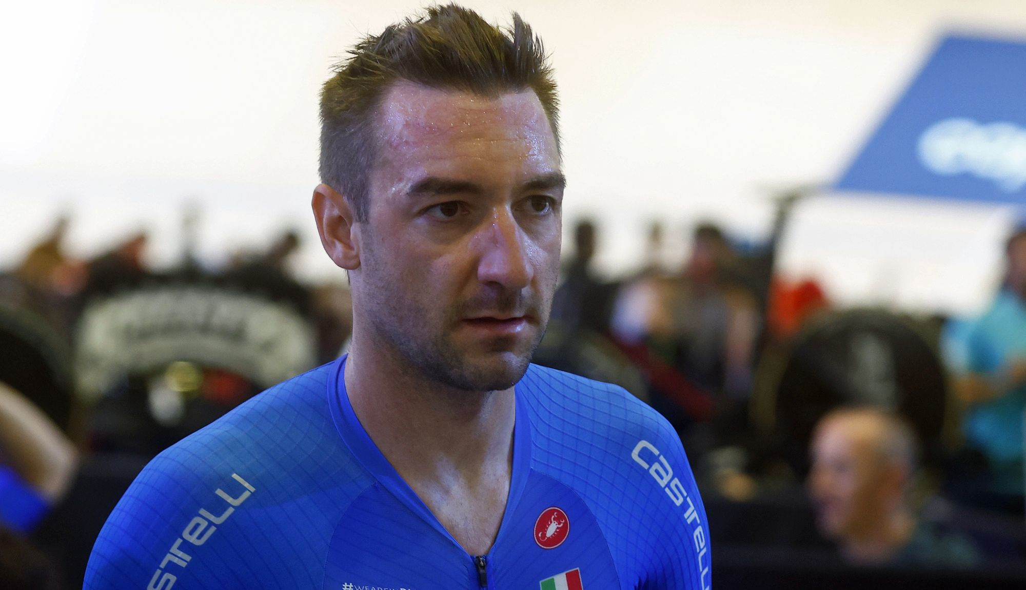 Elia Viviani durante el pasado Mundial de pista